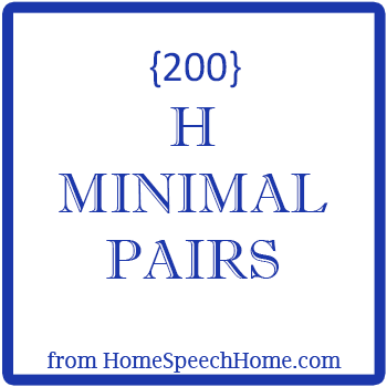 H Minimal Pairs for Speech Therapy Practice