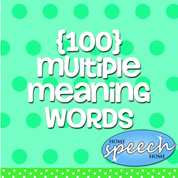 100 Multiple Meaning Words, By Grade for Home Use